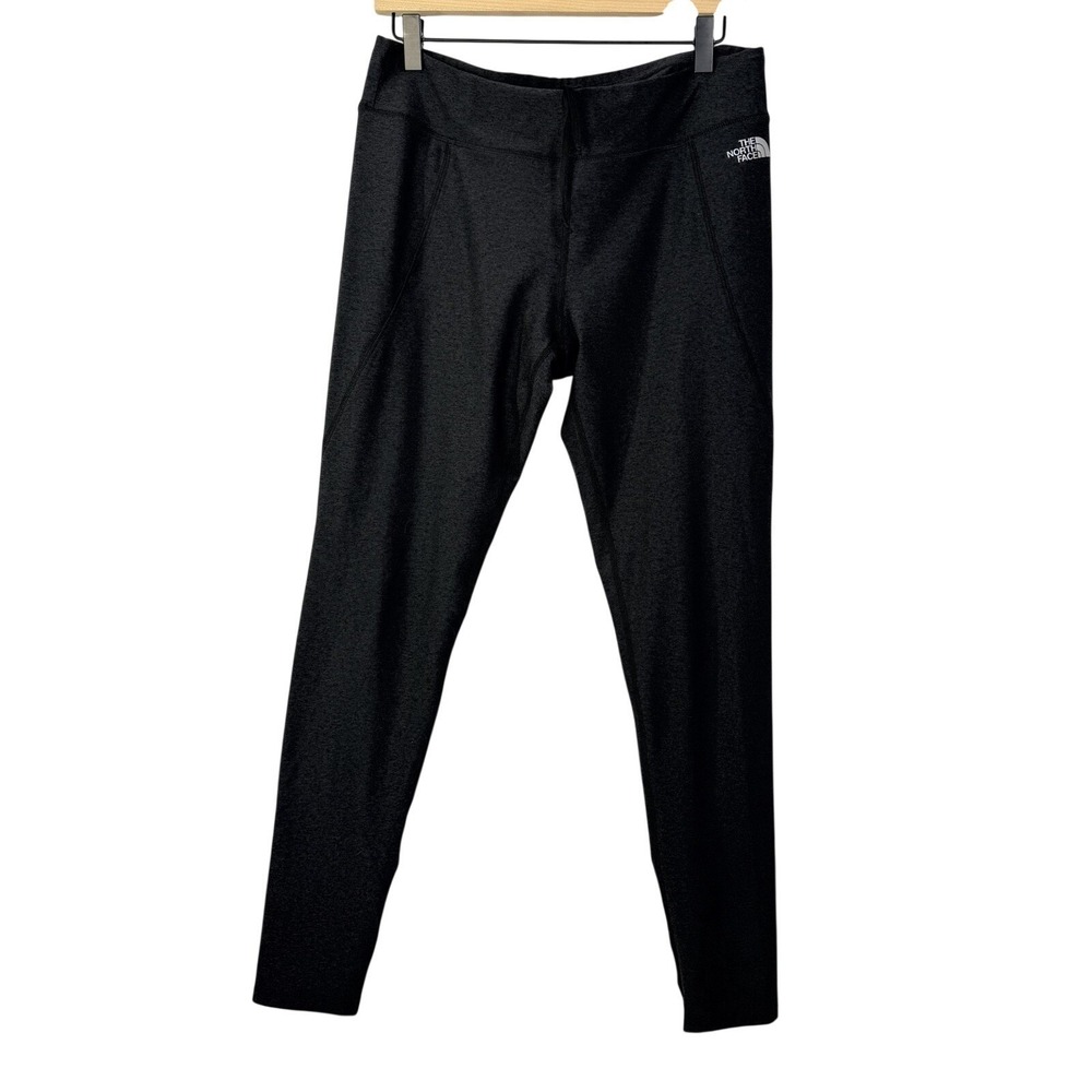 The North Face Womens Gray Heather Ruched Ankle Athletic Leggings Large Regular